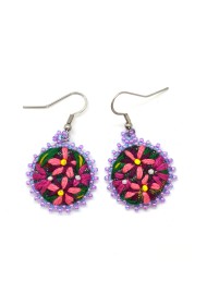 Embroidered Flower Earrings